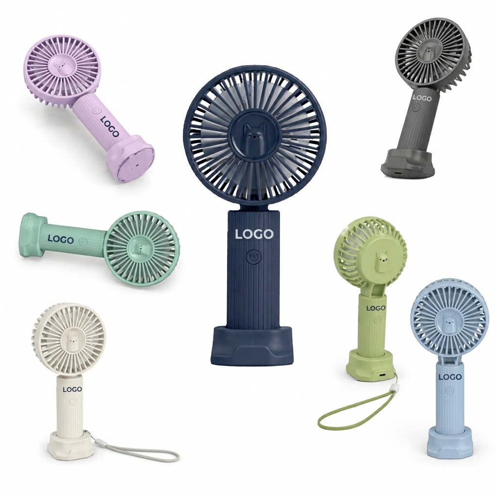 Multi-Functional USB Desktop Fan with Integrated Device Holder and LED Accent
