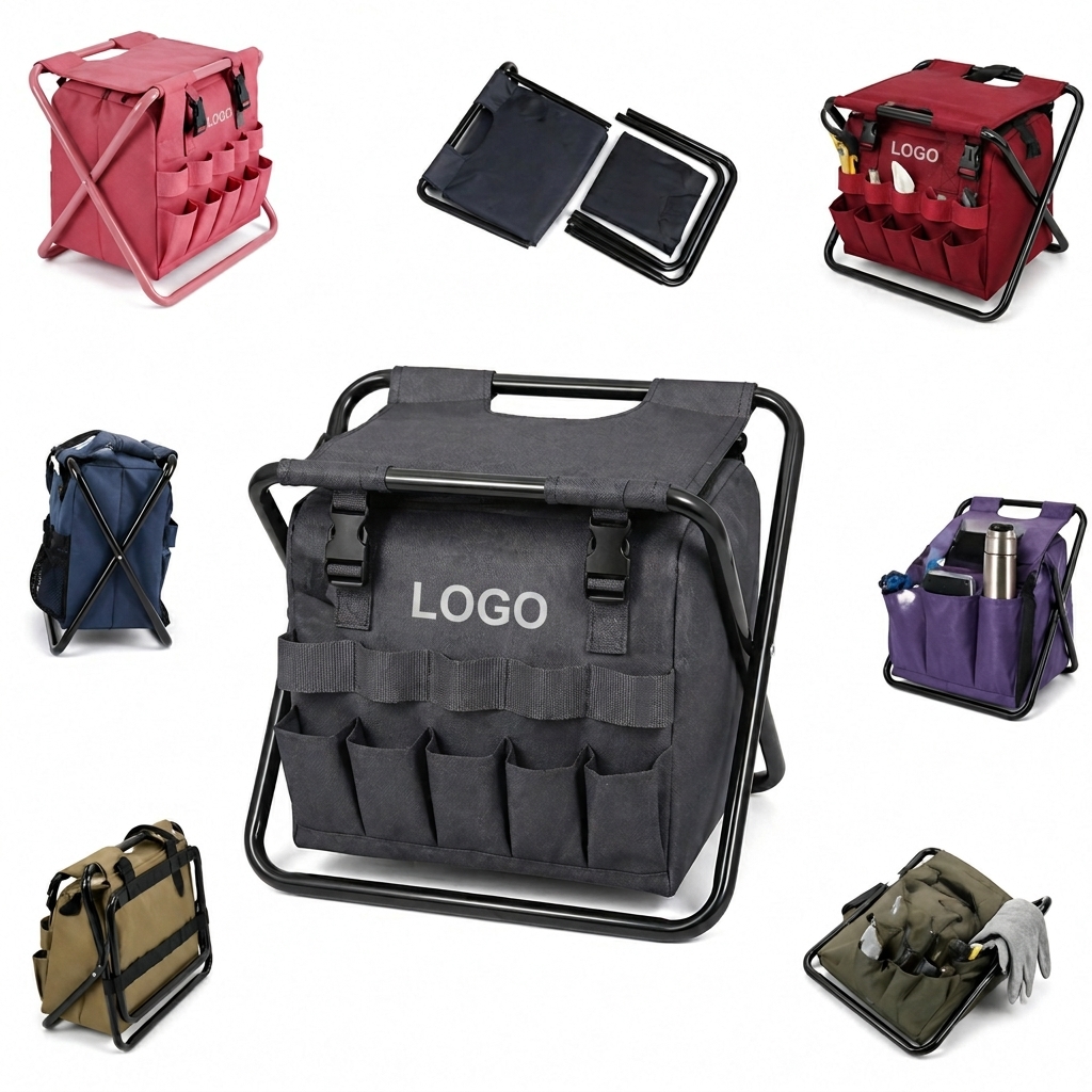 Portable Folding Garden Seat with Integrated Tool Storage Bag