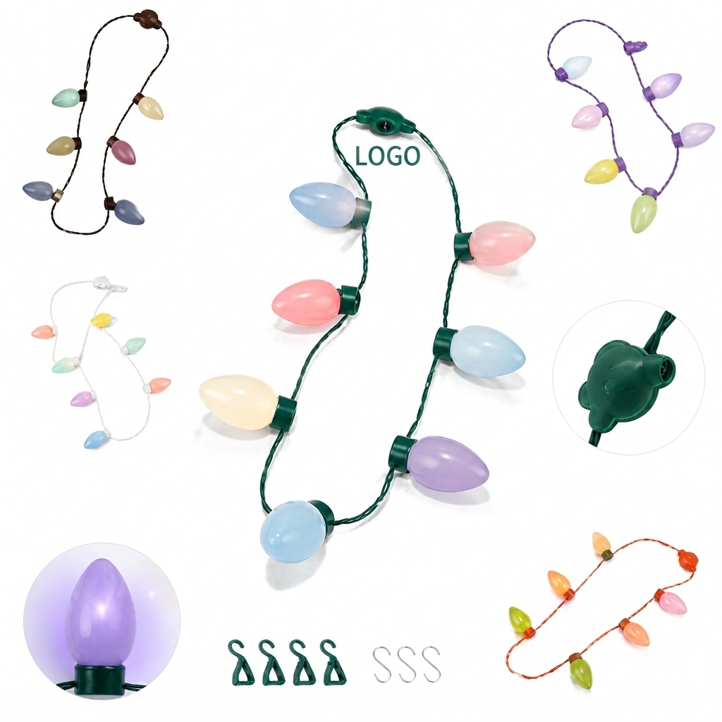 Multi-Color Festive Light-Up Bulb Necklace