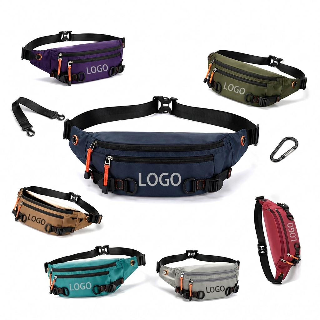 Multi-Compartment Utility Sports Waist Pack with Adjustable Strap