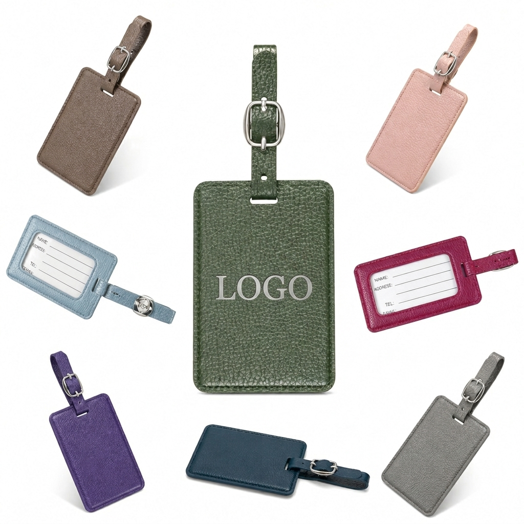 Pebbled Texture Synthetic Leather Travel Identification Tag