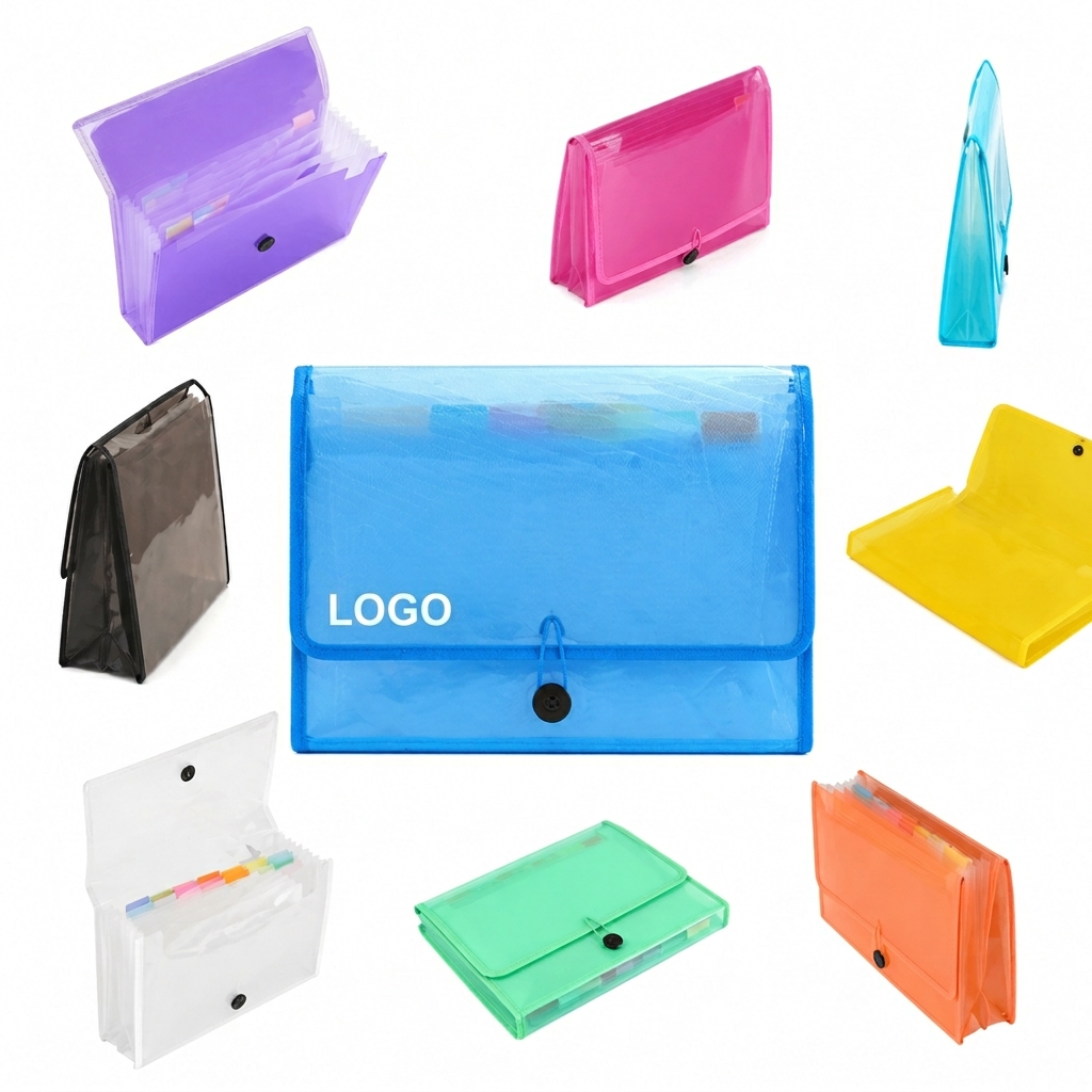 A4 Large Capacity Expanding File Folder with Secure String Closure and Multi-Color Indexing