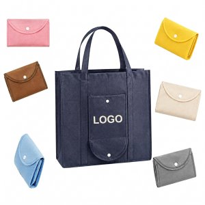 Portable Collapsible Grocery Tote with Integrated Snap Closure
