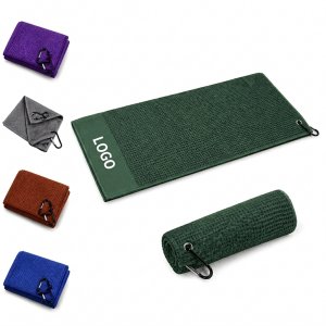 Microfiber Waffle Weave Golf Towel with Reinforced Carabiner Clip