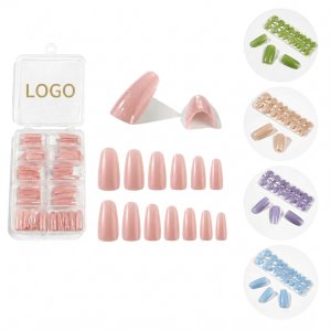 Short Square Press-On Nail Set with Clear Organizer Case