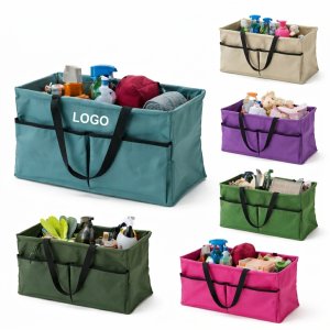 Multi-Pocket Utility Organizer Tote - Foldable Heavy-Duty Storage Bin