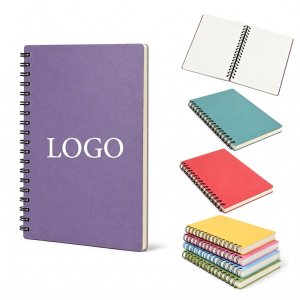 Recycled Kraft Spiral Notebook with 50 Lined Sheets